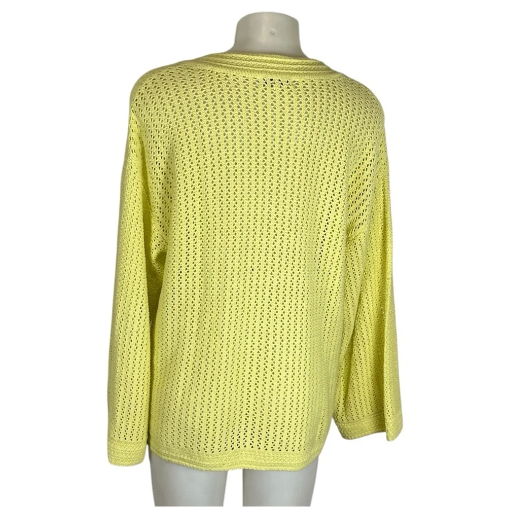 Z Supply Kiami v neck cotton open knit yellow sweater sweater size small